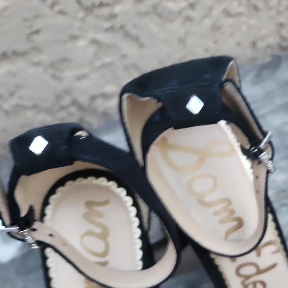 Sam Edelman Heeled Sandals Black Suede Size 5.5